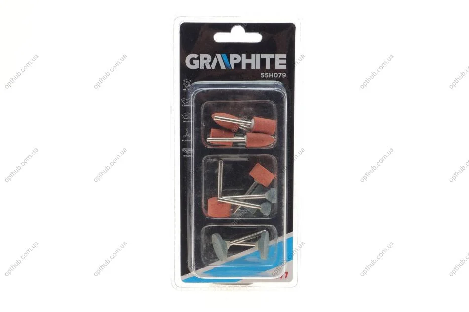 Набір аксесуарів для міні дрилі, шліфувальні камені, 11шт. Graphite 55H079 (фото 1)