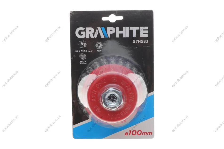 Щітка дротяна чашкова 100 мм x М14, INOX Graphite 57H583 (фото 1)