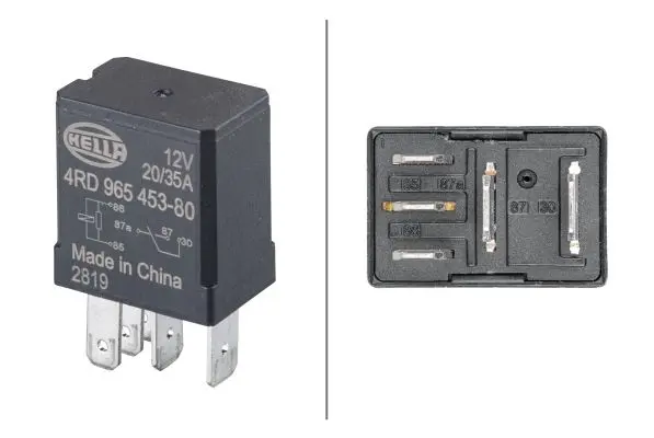 Реле (12V, 20A) MERCEDES A (W168), C (CL203), C T-MODEL (S203), C (W203), CLC (CL203), CLS (C218), E T-MODEL (S211), E (VF211), E (W211), G (W461), G (W463), GL (X164), M (W163), M (W164) 09.91- HELLA 4RD 965 453-801 (фото 1)