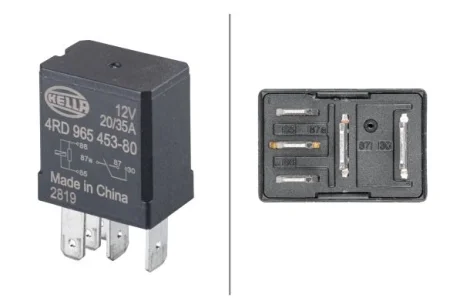 Реле (12V, 20A) MERCEDES A (W168), C (CL203), C T-MODEL (S203), C (W203), CLC (CL203), CLS (C218), E T-MODEL (S211), E (VF211), E (W211), G (W461), G (W463), GL (X164), M (W163), M (W164) 09.91- HELLA 4RD 965 453-801