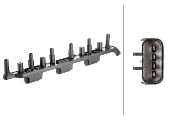 Котушка запалювання JEEP CHEROKEE, COMANCHE, GRAND CHEROKEE I, GRAND CHEROKEE II, WRANGLER I, WRANGLER II 4.0 10.87-04.07 HELLA 5DA 230 035-471 (фото 1)