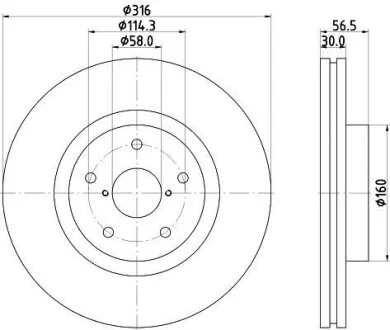 Диск гальмівний з покриттям PRO передній HELLA 8DD355116361