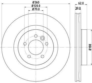 Диск тормозной с покрытием PRO передний HELLA 8DD355118871