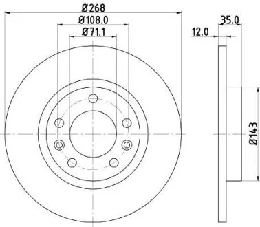 Диск гальмівний з покриттям PRO задній HELLA 8DD355120491