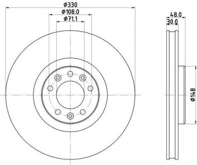 Диск тормозной с покрытием PRO передний HELLA 8DD355125331