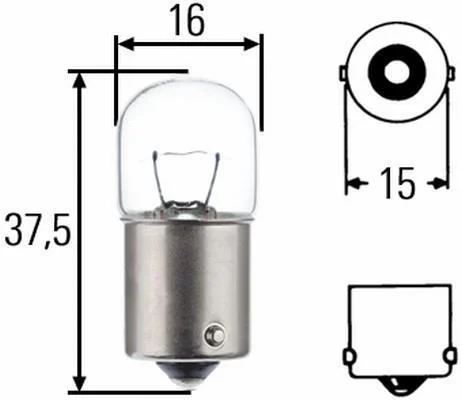 Лампа розжарювання R5W 24V 5W BA15s HELLA 8GA002071241 (фото 1)