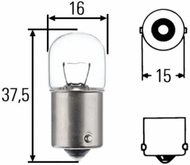 Лампа розжарювання R5W 24V 5W BA15s HELLA 8GA002071241