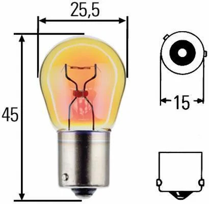 Лампа розжарювання PY21W 24V 21W BAU 15s Amber HELLA 8GA006841241 (фото 1)