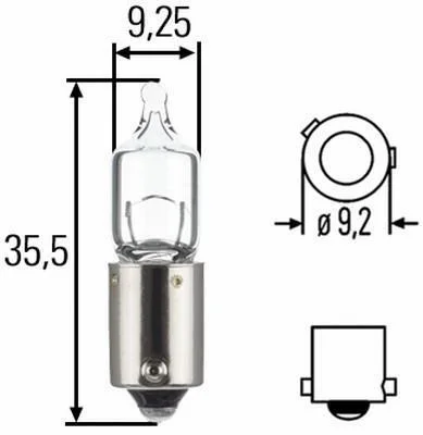 Лампа розжарювання H6W 12V 6W BAX 9s HELLA 8GH007643121 (фото 1)