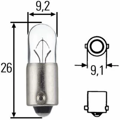 Лампа розжарювання T4W 24V 4W BA9s HELLA 8GP002067241 (фото 1)