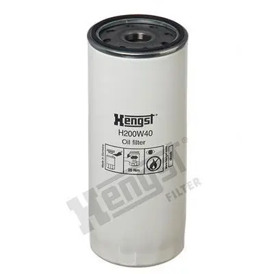 Масляний фільтр (фільтр, що вгвинчується) RVI C, D, K, KERAX, MAGNUM, PREMIUM 2, T VOLVO 7700, 8500, 8700, 9700, 9900, A, B11, B12, B9, F12, FE II, FH, FH II, FH12, FH16 D10A320-TD123ES 09.85- HENGST FILTER H200W40 (фото 1)