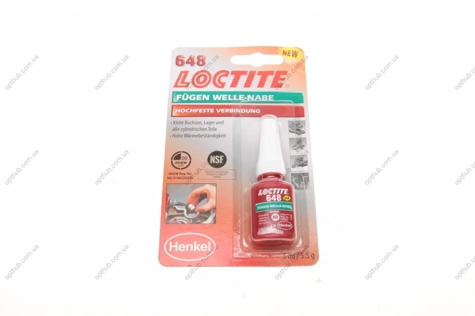 Фіксатор вал-втулка Loctite 648 анаеробний, високої міцності, зазор до 0,15 мм, до 175°С 5мл Henkel 1804041 (фото 1)