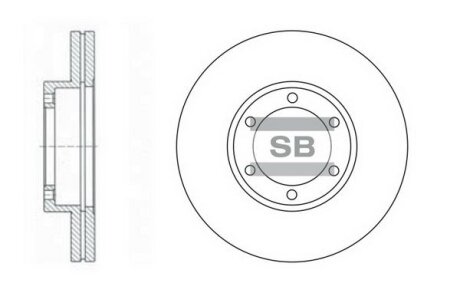 Диск гальмівний (кратно 2) передній (вентильований) Kia Pregio (-05) (D=257.8mm) HI-Q Hi-Q (SANGSIN) SD2027