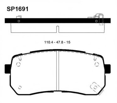 Колодки гальмівні дискові ЗАДН KIA SORENTO 2.2CRDI 2015- Hi-Q (SANGSIN) SP1691