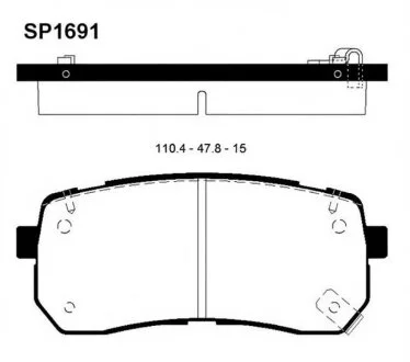 Колодки гальмівні дискові ЗАДН KIA SORENTO 2.2CRDI 2015- Hi-Q (SANGSIN) SP1691