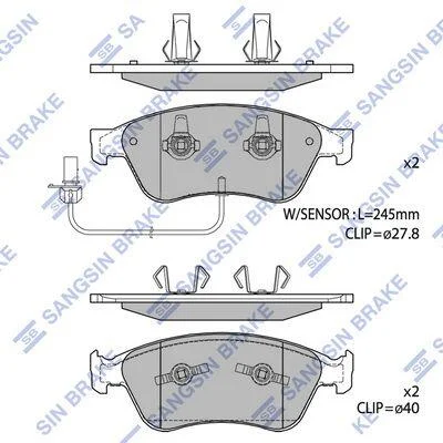 Колодки гальмівні передні Audi A6 (06-), A8 (03-), VW Phaeton (3D) (02-) HI-Q Hi-Q (SANGSIN) SP1693 (фото 1)