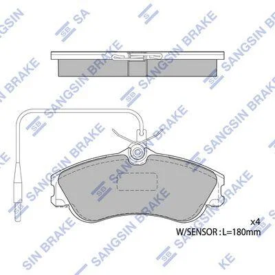 Колодки гальмівні передні Citroen Xsara, Picasso (99-), Peugeot 206 (00-) HI-Q Hi-Q (SANGSIN) SP1743A (фото 1)