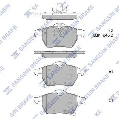Колодки гальмівні передні Opel Astra G (-05), Zafira (02-), SAAB 9-3 (YS3E) (97-) HI-Q Hi-Q (SANGSIN) SP1757 (фото 1)