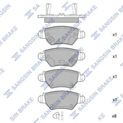 Колодки гальмівні задні (дискові) Opel Zafira (-05), Astra G (-05) HI-Q Hi-Q (SANGSIN) SP1759 (фото 1)
