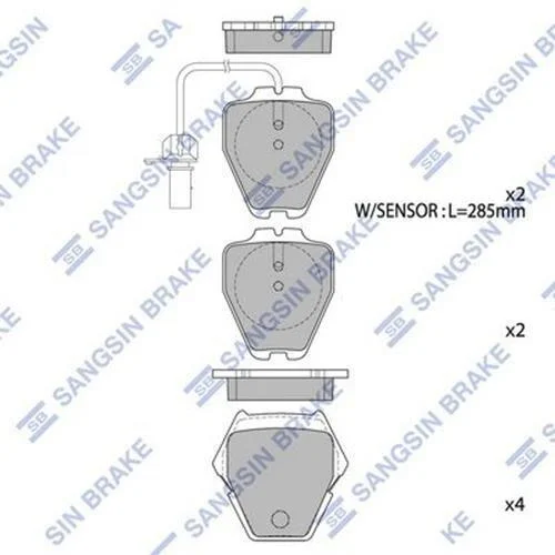 Колодки гальмівні передні Audi A4 (-01), A6 (-05), VW Phaeton (3D) (02-) HI-Q Hi-Q (SANGSIN) SP1790 (фото 1)