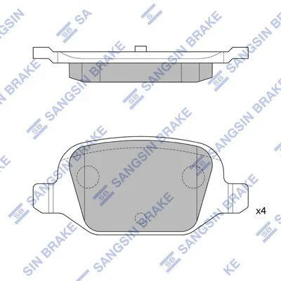 Колодки тормозные задние Fiat Panda (10-), 500C (312) (09-) Hi-Q (SANGSIN) SP1823 (фото 1)