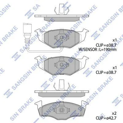Колодки гальмівні передні Skoda Fabia (10-), Roomster (07-), VW Polo (9N) (02-) HI-Q Hi-Q (SANGSIN) SP1857A (фото 1)