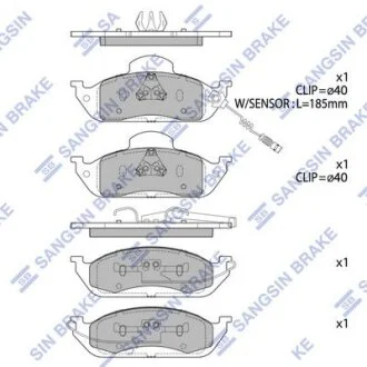 Колодки гальмівні передні MB ML230 (W163) 98-05,MB ML320 (W163) 98-02 HI-Q Hi-Q (SANGSIN) SP1923