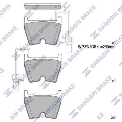 Колодки гальмівні передні Audi A4 (05-), A5 (11-), A6 (02-) HI-Q Hi-Q (SANGSIN) SP1933 (фото 1)