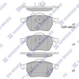 Колодки гальмівні передні Audi A3 (8L1) (-03), Skoda Octavia (-10), VW GOLF III, IV HI-Q Hi-Q (SANGSIN) SP2097A