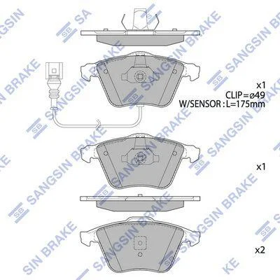 Колодки гальмівні передні Audi A3 (P81) (07-), Audi TT (8J3) (08-) HI-Q Hi-Q (SANGSIN) SP2446 (фото 1)