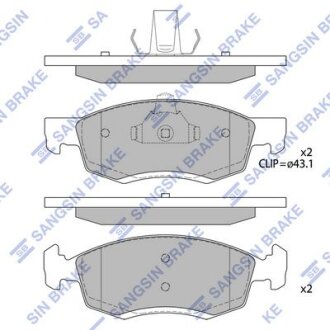 Колодки тормозные передние Renault Logan (04-) Hi-Q (SANGSIN) SP4099
