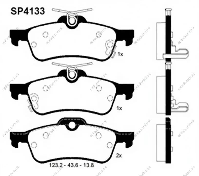 Колодки гальмівні дискові ЗАДН HONDA CIVIC IX (FK) 12- -ua Hi-Q (SANGSIN) SP4133 (фото 1)