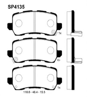 Колодки гальмівні дискові (комплект 4 шт) Hi-Q (SANGSIN) SP4135