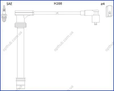 Комплект кабелей высоковольтных FIAT PALIO 1.6 PETROL/FUEL 6/1999->2/2001 Huco 134518 (фото 1)