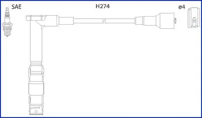Комплект кабелей высоковольтных MB C 180 200 220 E 200 220 1. Huco 134775
