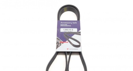 Ремінь генератора Citroen Berlingo 1.6HDI 08- (6PK1360) (opt-om) HUTCHINSON 1360 K 6