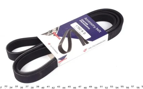 Ремінь генератора MB W202/203/VW/Audi 2.4/2.8i (6PK1760) UA63 HUTCHINSON 1760 K 6