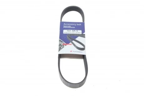 Ремінь генератора Seat Ibiza 15-/VW Polo 1.0/1.6 14-/Skoda Fabia 14- (6PK701) UA63 HUTCHINSON 701 SK 6