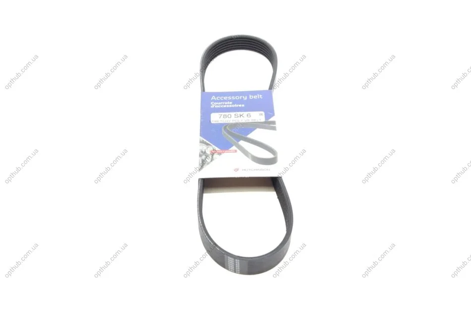 Ремінь генератора Citroen C2/C3 1.4HDi 02-/C4/Peugeot 206 CC/207/307 1.6HDi 03-15 (6PK780) UA63 HUTCHINSON 780 SK 6 (фото 1)