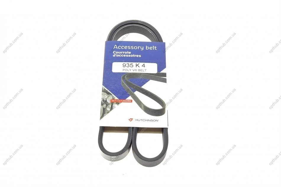 Ремінь генератора Fiat Fiorino 1.4/1.6i 93-01/Mitsubishi Galant 1.8/2.0 87-03/Toyota Hilux 2.4 97 UA63 HUTCHINSON 935 K 4 (фото 1)