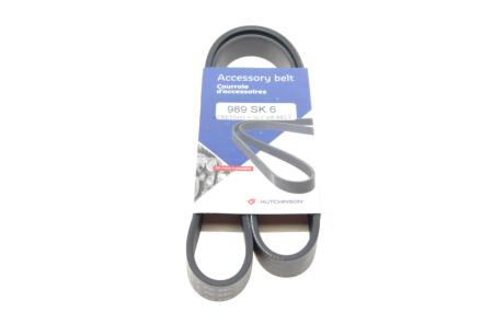 Ремінь генератора VW Polo/Up 11-/Skoda Fabia 14-/Seat Ibiza 1.0/1.6 15- (6PK989) UA63 HUTCHINSON 989 SK 6