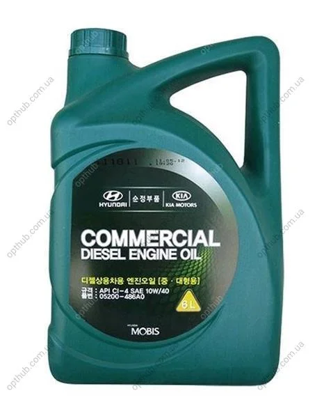 Олива ДВС 10W-40 6 л Commercial Diesel CI-4 нп/с (05200-486A0) Mobis Hyundai/Kia/Mobis 05200486A0 (фото 1)