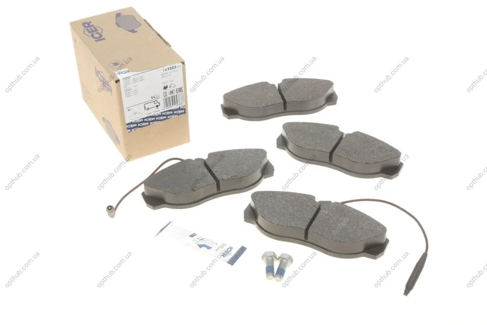 Колодки гальмівні (передні) Citroen Jumper/Fiat Ducato/Peugeot Boxer 94-02 (+датчики L=200mm) UA63 ICER 141053-700 (фото 1)