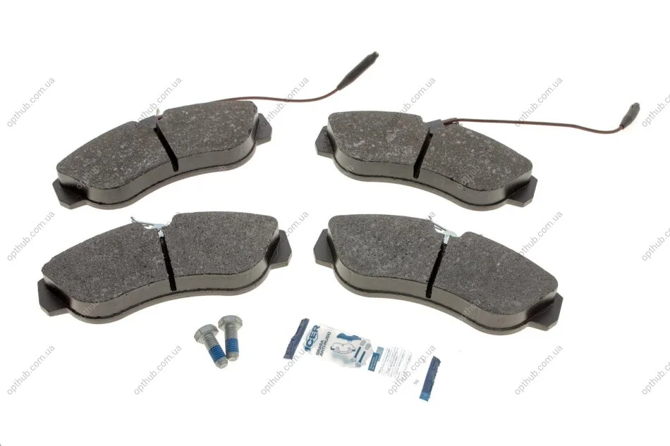 Колодки гальмівні (передні) Citroen Jumper 94-/Fiat Ducato/Peugeot Boxer 94-02 R16 (+датчики) UA63 ICER 141054-700 (фото 1)