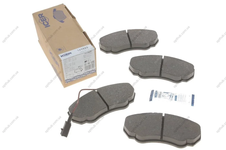 Колодки гальмівні (передні) Citroen Jumper 02-/Fiat Ducato/Peugeot Boxer 98- R15 (+датчик) UA63 ICER 141523 (фото 1)