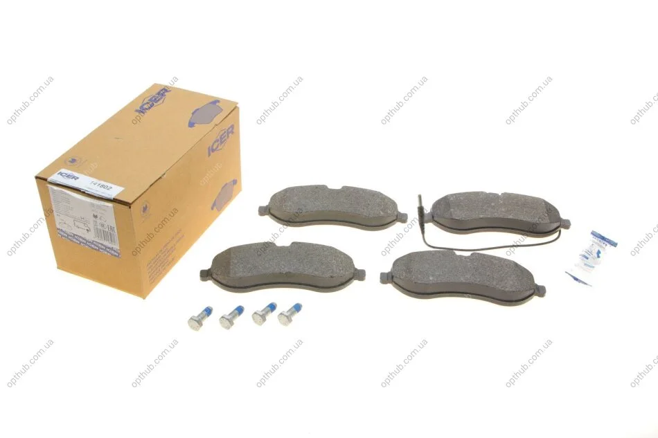 Колодки гальмівні (передні) Citroen Jumpy/Fiat Scudo/Peugeot Expert 07- (+датчик) UA63 ICER 141802 (фото 1)