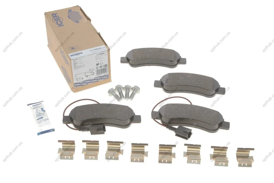 Колодки гальмівні (задні) Citroen Jumper/Fiat Ducato/Peugeot Boxer 06- (+датчики) UA63 ICER 141804-203 (фото 1)