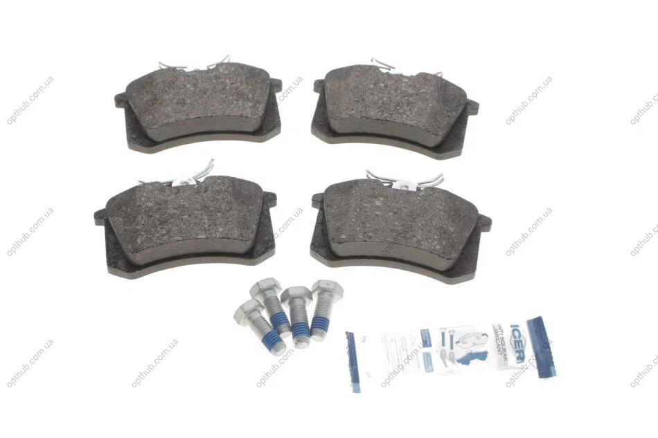 Колодки гальмівні (задні) Citroen C3-C8/Skoda Octavia 01-/Renault Megane 08-/VW Golf 91-14/Pol UA63 ICER 180697-700 (фото 1)