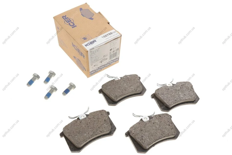 Колодки гальмивни (задни) Audi A4/A6/Skoda SuperB 01-09/Renault Clio 05-14/VW Golf/Passat 84-0 UA63 ICER 180789-700 (фото 1)