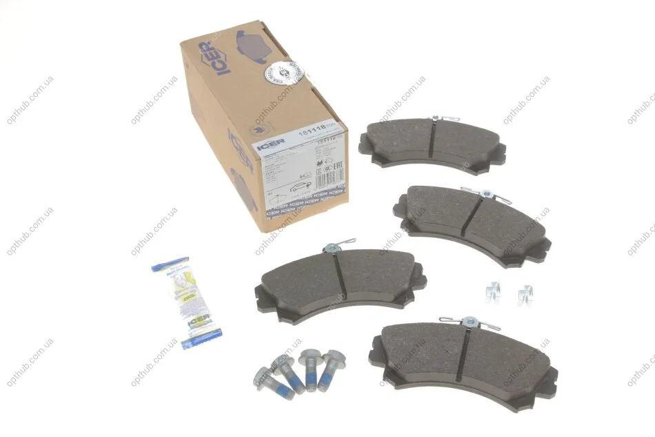 Колодки гальмівні (передні) Mitsubishi Colt 04-12/Carisma/Space Star/Volvo S40/V40 95-06/Smart UA63 ICER 181118-700 (фото 1)